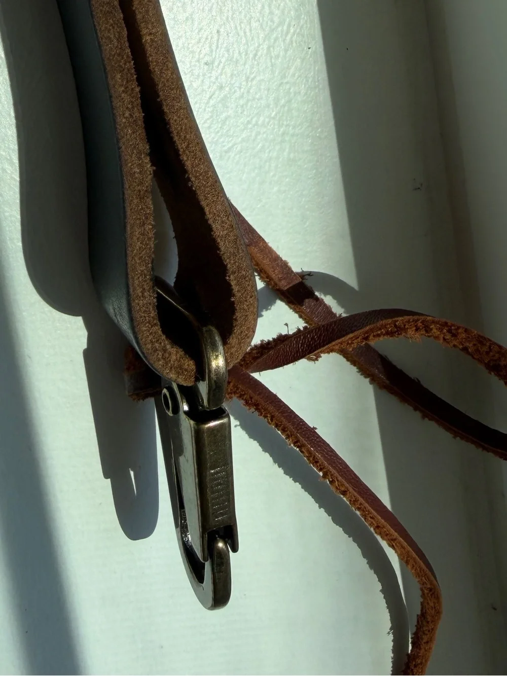 Handmade Leather Keychain Loop with Brass Clip Closure